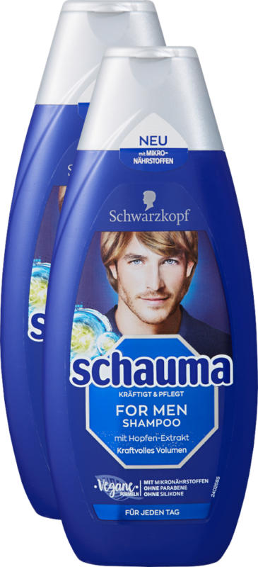 Shampooing Schauma For Men Schwarzkopf, 2 x 400 ml