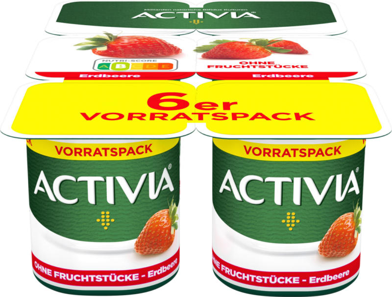 Yogurt con purea di frutta Activia Danone, Fragola, probiotico, 6 x 120 g