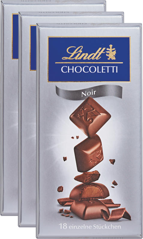 Chocoletti Noir Lindt, 3 x 100 g