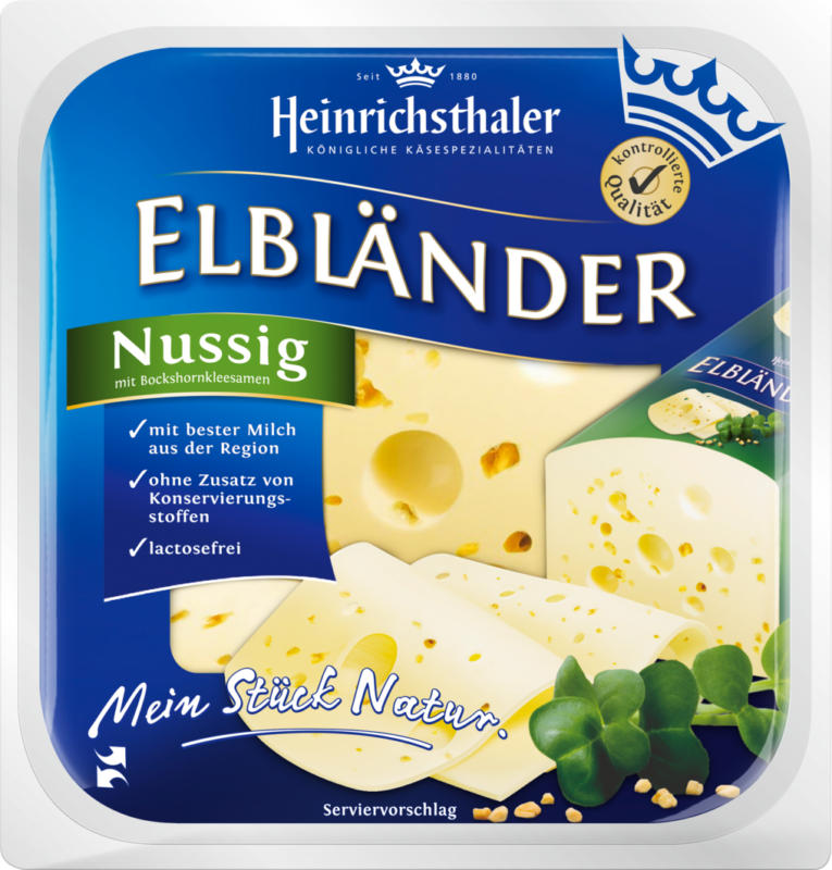 Heinrichsthaler Käse, Bärlauch, in Scheiben, laktosefrei, 200 g