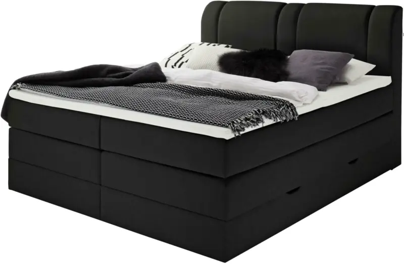 Boxspringbett in Schwarz, ca. 180 x 200cm