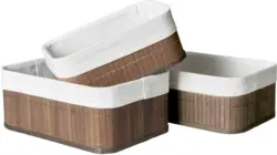 Korbset Bamboo in Dunkelbraun, 3 Stück