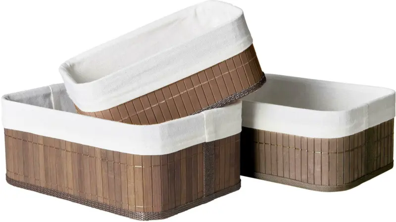 Korbset Bamboo in Dunkelbraun, 3 Stück
