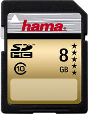 HAMA 104366 22MB/S CL10 - SDHC-Cartes mémoire (8 GB, 22 MB/s, Noir/Or)