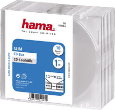 HAMA 51164 CD SLIM BOX CLEAR 10PCS - Coque vide Slim (Transparent)