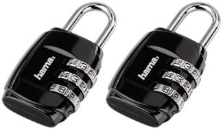 HAMA Cadenas à combinaison pour bagage, lot de 2, noir - Serrure (Noir)
