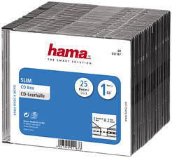 HAMA Storage CD slim jewel case, nero (pacchetto di 25 ) - Custodie vuote per CD (Nero)