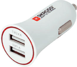 SKROSS USB CAR CHARGER 2X 100MAH - KFZ Ladegerät (Weiss)