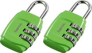 HAMA 105320 COMBI PADLOCK GREEN 2PCS - Schloss (Grün)