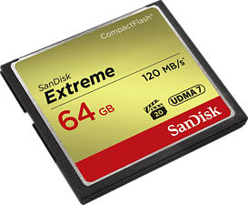 SANDISK Extreme UDMA 7 - Compact Flash-Cartes mémoire (64 GB, 120, Gris/Or)