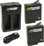 MediaMarkt WASABI POWER Caricabatterie doppio caricabatterie con batterie di ricambio GoPro Hero 5/6/7  - batteria ricaricabile (Nero)