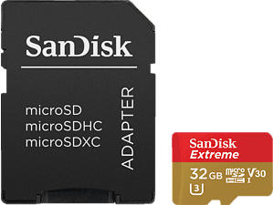 SANDISK EXTREME 100MB/S CL10+AD - Micro-SDXC-Cartes mémoire (32 GB, 100 MB/s, Or/Rouge)