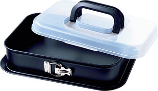 KAISER Bake & Take - Moule démontable de forme rectangulaire avec capot de transport (Noir/transparent)