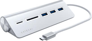 SATECHI Type-C Aluminum USB 3 Hub & Micro/SD - USB Hub und Kartenleser (Silber)