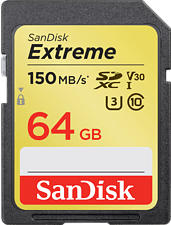 SANDISK Extreme UHS-I U3 150MB/S CL10 - SDXC-Schede di memoria (64 GB, 150 MB/s, Nero)