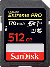SANDISK Extreme PRO® 170MB/S CL10 - Micro-SDXC-Speicherkarte (512 GB, 170 MB/s, Schwarz)