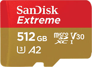 SANDISK Extreme UHS-I - Micro-SDXC-Schede di memoria (512 GB, 160 MB/s, Rosso/Oro)