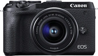 CANON EOS M6 Mark II Body + EF-M 15-45mm f/3.5-6.3 IS STM + EVF-DC2 - Systemkamera (Fotoauflösung: 32.5 MP) Schwarz