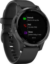 GARMIN vívoactive 4s - Montre connectée GPS (Largeur : 18 mm, Silicone, Noir/Gris ardoise)