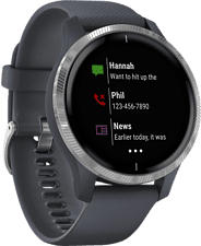 GARMIN Venu - GPS-Smartwatch (Breite: 20 mm, Silikon, Granitblau/Silber)