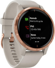 GARMIN Venu - GPS-Smartwatch (Breite: 20 mm, Silikon, Beige/Roségold)