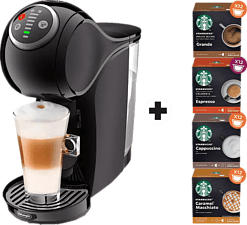 DE-LONGHI EDG315.B Genio S Plus Starter Kit - Kapselmaschine (Schwarz)