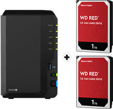 SYNOLOGY DiskStation DS220+ avec 2x 1TB WD Red NAS (HDD) - Serveur NAS (HDD, 2 TB, Noir)
