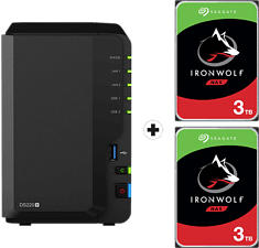 SYNOLOGY DiskStation DS220+ mit 2x 3TB Seagate IronWolf NAS (HDD) - NAS (HDD, 6 TB, Schwarz)