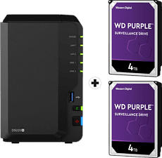 SYNOLOGY DiskStation DS220+ avec 2x 4TB WD Purple Surveillance (HDD) - Serveur NAS (HDD, 8 TB, Noir)