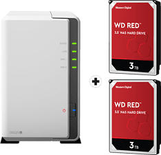 SYNOLOGY DiskStation DS220j con 2x 3TB WD Red NAS (HDD) - Server NAS (HDD, 6 TB, Bianco)