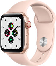 APPLE Watch SE (GPS + Cellular) 40 mm - Smartwatch (130 - 200 mm, Fluorelastomer, Gold/Sandrosa)