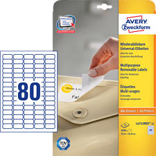 ZWECKFORM Etiquettes enlevables, 35.6 x 16.9 mm, 2000 Etiketten - (Blanc)