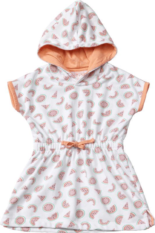 PUSBLU Baby Badeponcho, Gr. 98/104, in Bio-Baumwolle, weiß, orange