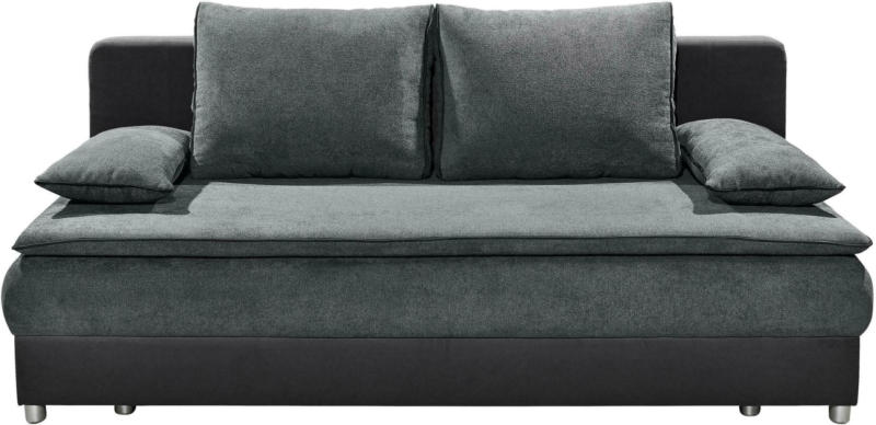 Schlafsofa 'Svenja' inkl. Kissen, anthrazit/schwarz