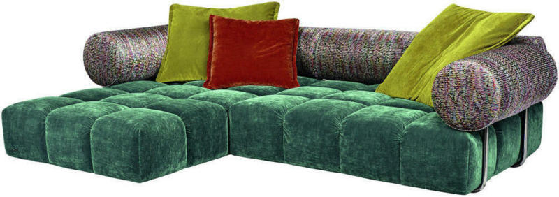 Wohnlandschaft in Textil Grün, Multicolor