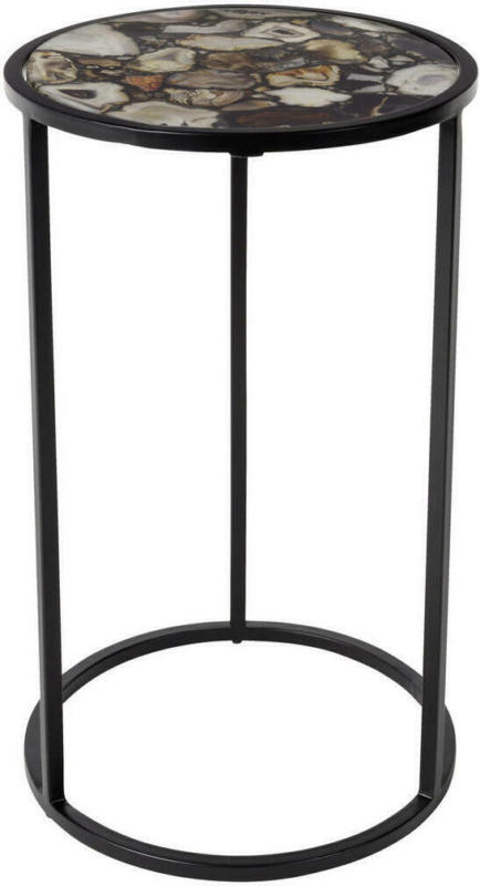 Beistelltisch in Metall, Stein 30,5/30,5/51 cm
