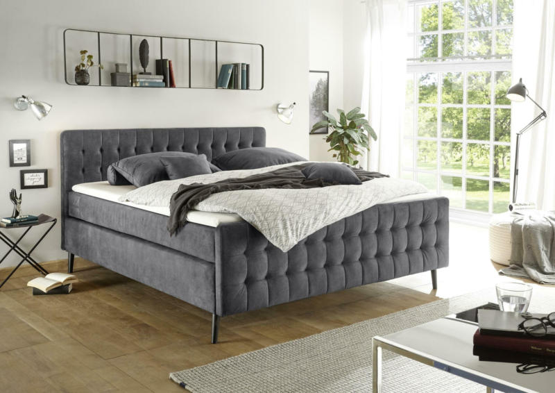 Boxspringbett in Anthrazit ca. 160x200 cm 'Scandi 3'