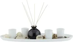 Teelichtschale Evelin Natur/Schwarz/Weiß