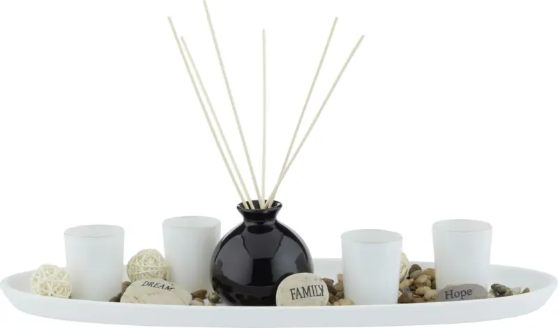 Teelichtschale Evelin Natur/Schwarz/Weiß