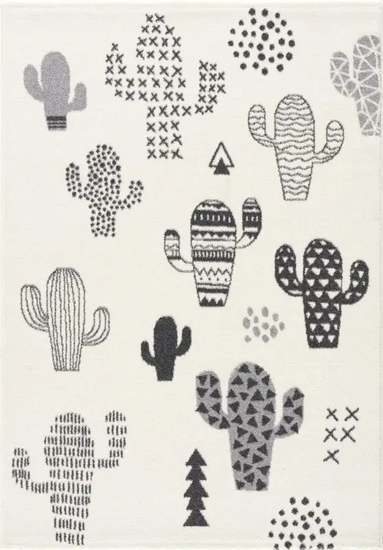 Hochflorteppich Mo Play Kaktus in Dunkelgrau ca. 133x190cm