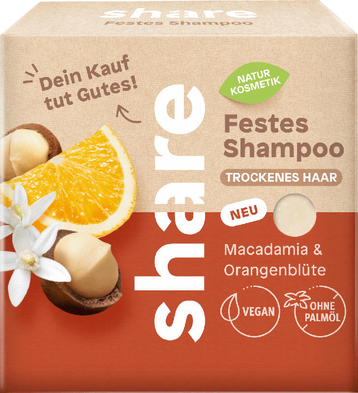 share festes Shampoo Macadamia & Orangenblüte