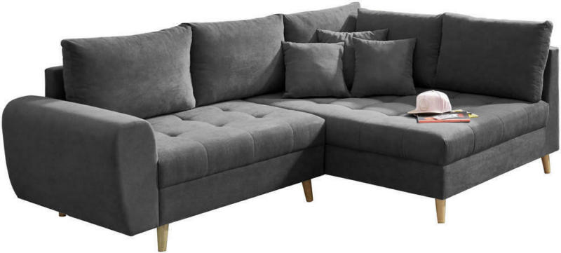 Wohnlandschaft in Textil, Holzwerkstoff Anthrazit, Dunkelgrau