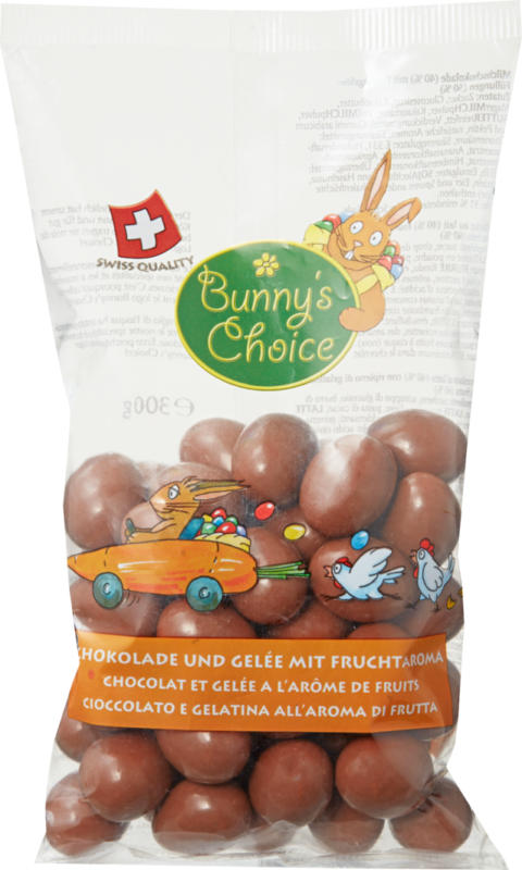 Ovetti di cioccolato Bunny's Choice, Gelatina all'aroma di frutta, 300 g