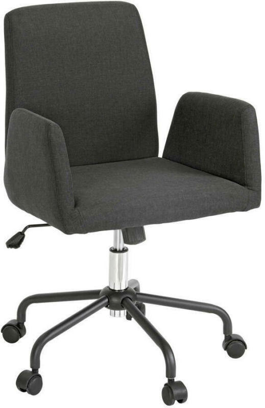 Drehstuhl in Webstoff Schwarz, Chromfarben