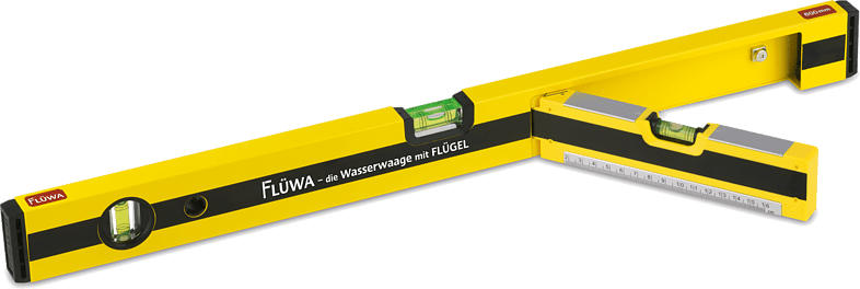 Flüwa Wasserwaage mit Flügel 60cm, Schwarz/Gelb
