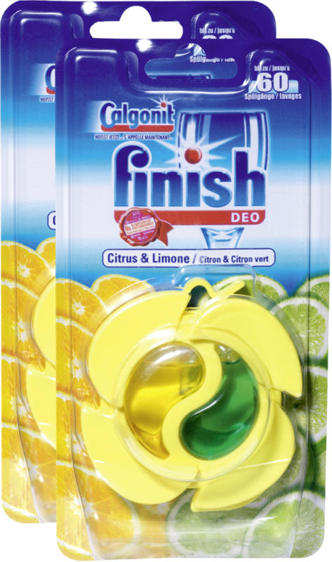 Désodorisant Citron & Citron vert Finish Calgonit, pour lave-vaisselle, 2 pièces