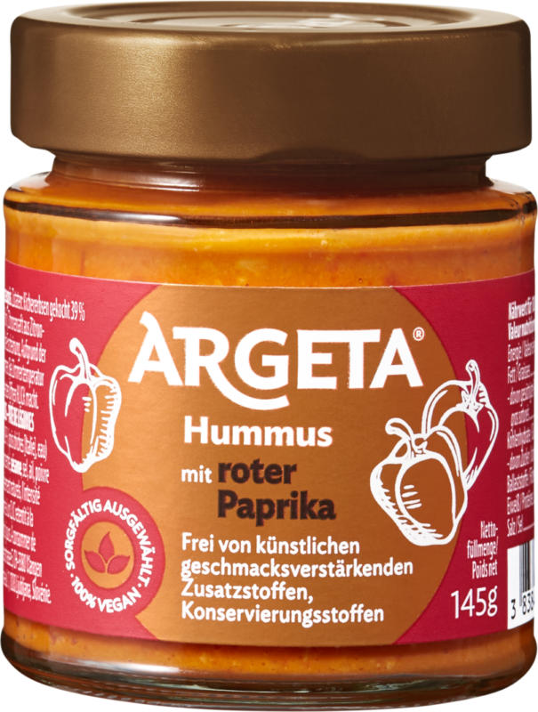 Argeta Hummus mit roter Paprika, pikant, 145 g