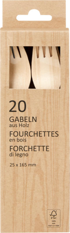 Forchette in legno FSC , 20 pezzi