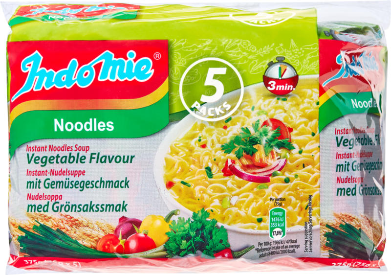 Indomie Instantnudeln , Gemüse, 5 x 70 g