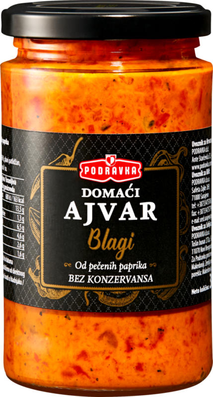 Salsa a base di verdure Ajvar Podravka, fatta in casa, dolce, 350 g